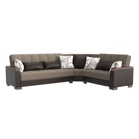 Casamode Ottomanson Armada X Beige Brown Convertible Sectional with Ottoman