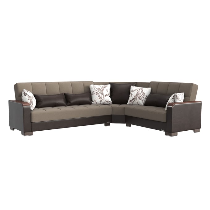 Casamode Ottomanson Armada X Beige Brown Convertible Storage Sectional CMD-ARM-W-SEC-309