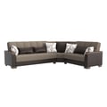 Ottomanson Armada X Collection Upholstered Convertible Wood Trimmed Sectional with Storage, Beige/Brown-PU Chenille