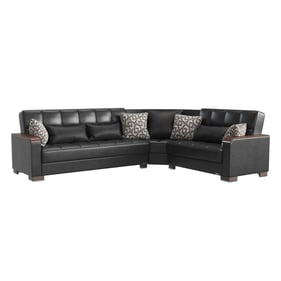 Casamode Ottomanson Armada X Black PU Sectional with Ottoman