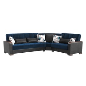 Casamode Ottomanson Armada X Turquoise Black Sectional with Ottoman