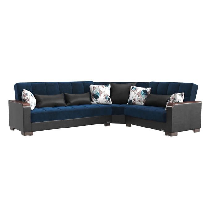 Casamode Ottomanson Armada X Turquoise Black Sectional with Ottoman CMD-ARM-W-SEC-S3