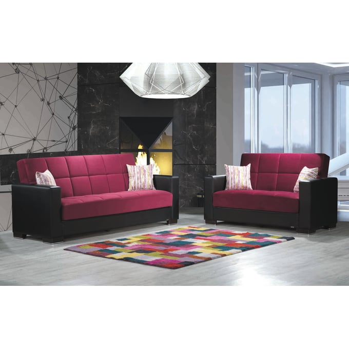 Casamode Ottomanson Armada Burgundy Black 2pc Living Room Set CMD-ARMADA-MIC-LR-S4