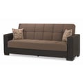 Ottomanson Armada Collection Upholstered Convertible Sofabed with Storage, Brown/Brown-PU Chenille