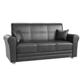 Ottomanson Avalon Collection Upholstered Convertible Loveseat with Storage, Black-PU