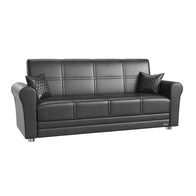 Casamode Ottomanson Avalon Black PU Convertible Sofabed with Storage CMD-AVA-BLK-PU-SB