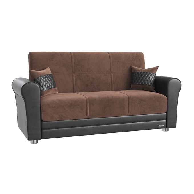 Casamode Ottomanson Avalon Brown Convertible Loveseat with Storage CMD-AVA-NBN-LS