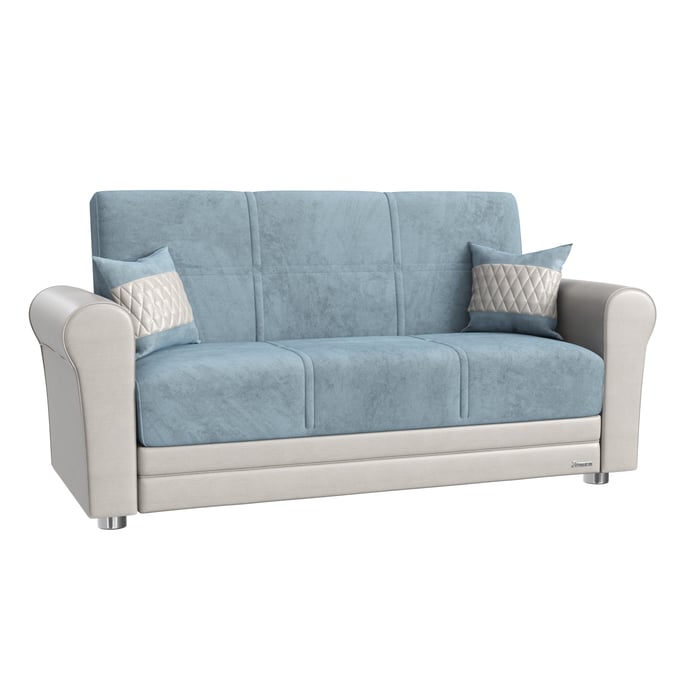 Casamode Ottomanson Avalon Blue Convertible Loveseat with Storage CMD-AVA-PBL-LS