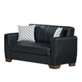 Ottomanson Barato Collection Upholstered Convertible Loveseat with Storage, Black-PU