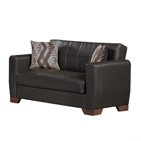 Casamode Ottomanson Barato Brown PU Convertible Loveseat with Storage