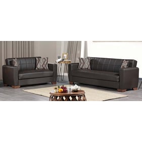 Casamode Ottomanson Barato Brown PU 2pc Living Room Set