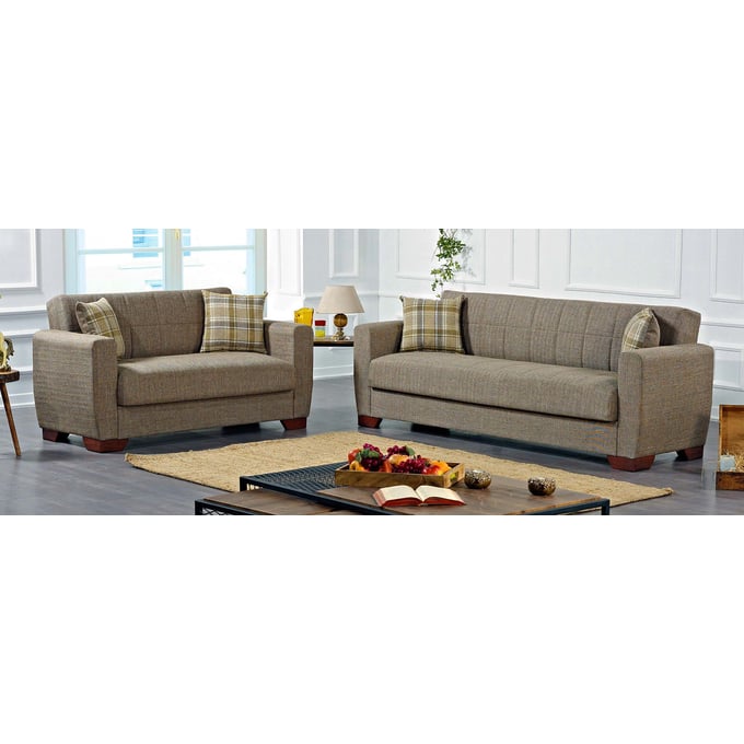 Casamode Ottomanson Barato Brown 2pc Living Room Set CMD-BARATO-LR-S2