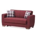 Ottomanson Barato Collection Upholstered Convertible Loveseat with Storage, Burgundy