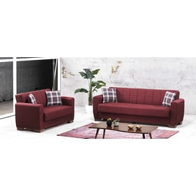 Casamode Ottomanson Barato Burgundy 2pc Living Room Set