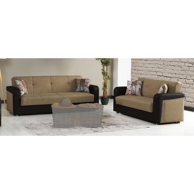 Casamode Ottomanson Harmony Brown 2pc Living Room Set CMD-HAR-LR-S1