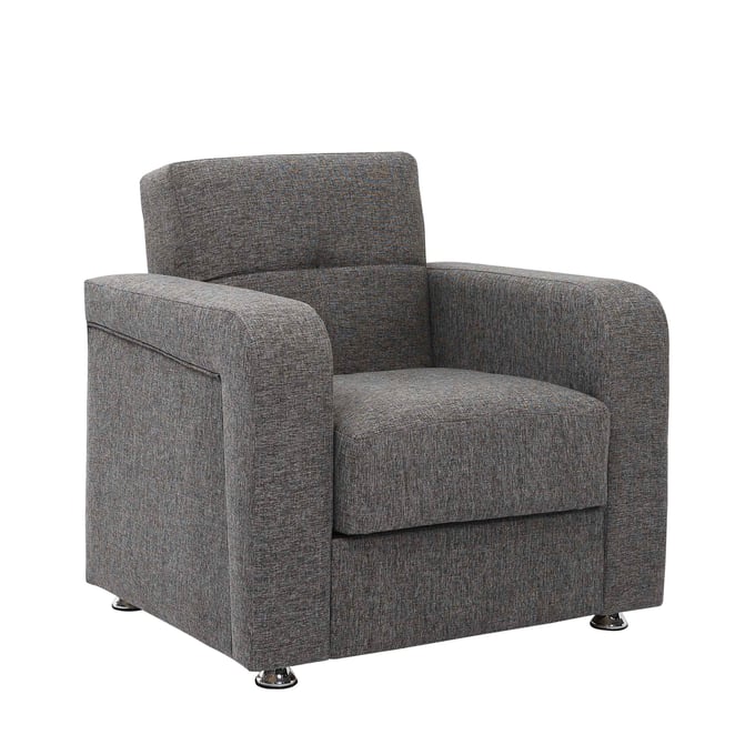 Casamode Ottomanson Harmony Grey Chenille Chair and Ottoman Set CMD-HARMONY-GRAY-CHO-SET