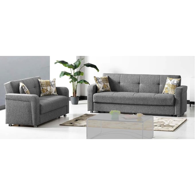 Casamode Ottomanson Harmony Grey Chenille 2pc Living Room Set CMD-HARMONY-LR-S4