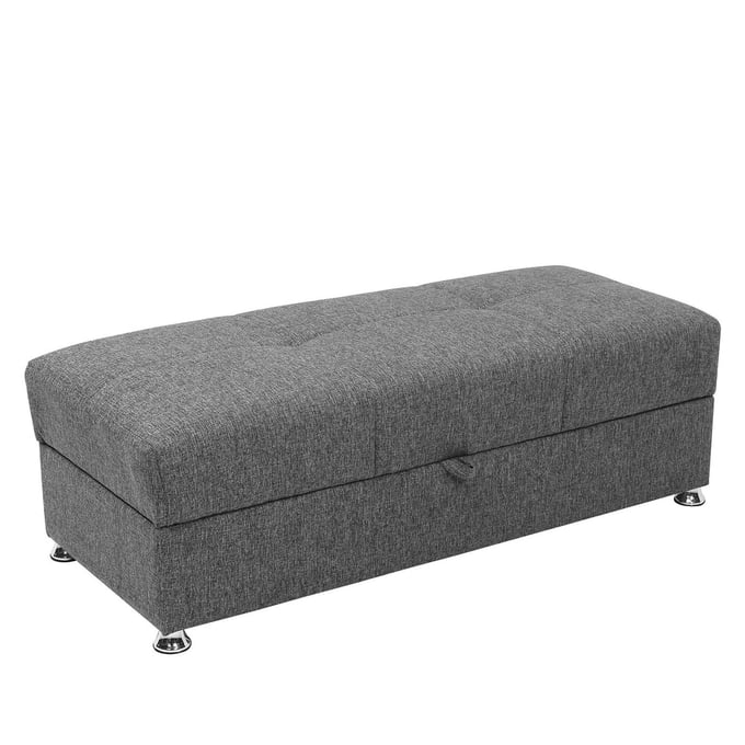 Casamode Ottomanson Harmony Grey Chenille Convertible Storage Ottoman CMD-HAR-O-GY