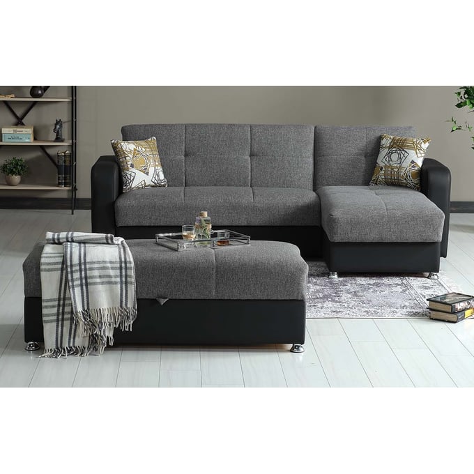 Casamode Ottomanson Harmony Grey Chaise Lounge with Ottoman CMD-HAR-PU-CL-SEC-S2