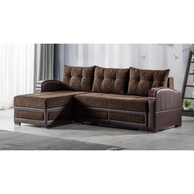 Casamode Ottomanson Maya Brown Convertible Sectional with Storage CMD-MAYA-BN-SEC