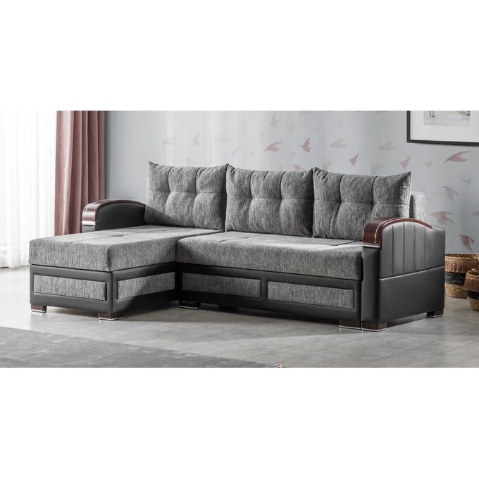 Casamode Ottomanson Maya Grey Convertible Sectional with Storage CMD-MAYA-GY-SEC