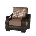 Ottomanson Metroplex Collection Upholstered Convertible Armchair with Storage, Brown