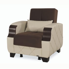 Casamode Ottomanson Molina Dark Brown Cream Chair and Ottoman Set