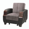 Ottomanson Molina Collection Upholstered Convertible Armchair with Storage, Grey