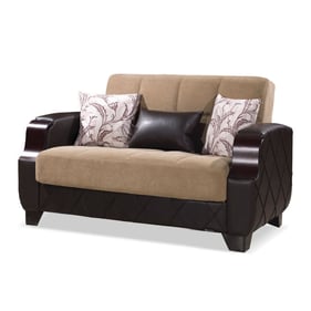 Casamode Ottomanson Molina Brown Cream Convertible Storage Loveseat