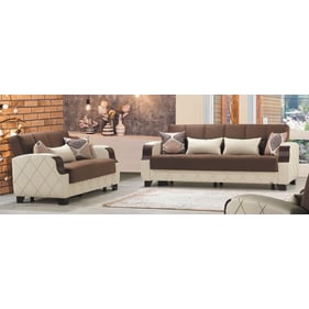 Casamode Ottomanson Molina Dark Brown Cream 2pc Living Room Set