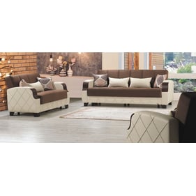 Casamode Ottomanson Molina Dark Brown Cream 3pc Living Room Set