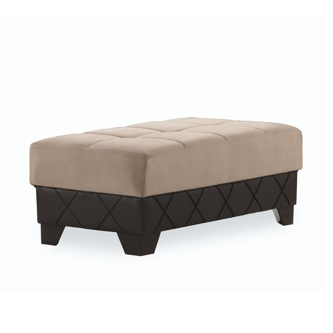 Casamode Ottomanson Molina Brown Cream Convertible Storage Ottoman CMD-MOL-O-BN