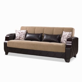 Casamode Ottomanson Molina Brown Cream Convertible Storage Sofabed