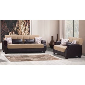 Casamode Ottomanson Molina Brown Cream 2pc Living Room Set