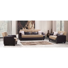 Casamode Ottomanson Molina Brown Cream 3pc Living Room Set