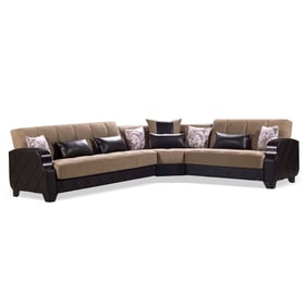 Casamode Ottomanson Molina Brown Cream Sectional with Ottoman