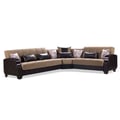 Ottomanson Molina Collection Upholstered Convertible Sectional with Storage, Brown