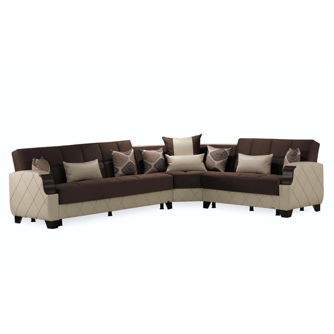 Casamode Ottomanson Molina Dark Brown Convertible Storage Sectional CMD-MOL-SEC-DBN