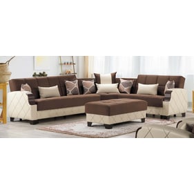 Casamode Ottomanson Molina Dark Brown Cream Sectional with Ottoman