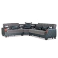 Ottomanson Molina Collection Upholstered Convertible Sectional with Storage, Grey