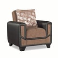 Ottomanson Mondo Modern Collection Upholstered Convertible Armchair with Storage, Brown