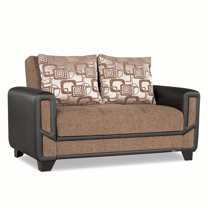 Casamode Ottomanson Mondo Modern Brown Convertible Storage Loveseat CMD-MON-LS-BN