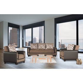 Casamode Ottomanson Mondo Modern Brown 3pc Living Room Set