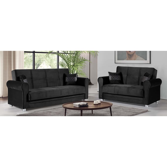 Casamode Ottomanson Sara Black 2pc Living Room Set CMD-SARA-LR-S1