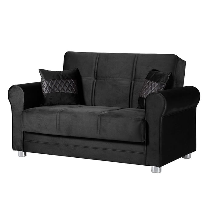 Casamode Ottomanson Sara Black Convertible Loveseat with Storage CMD-SARA-BLK-LS