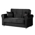 Ottomanson Sara Collection Upholstered Convertible Loveseat with Storage, Black