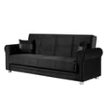 Ottomanson Sara Collection Upholstered Convertible Sofabed with Storage, Black