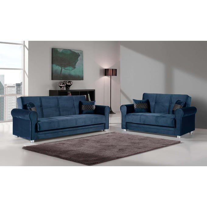 Casamode Ottomanson Sara Blue 2pc Living Room Set CMD-SARA-LR-S2