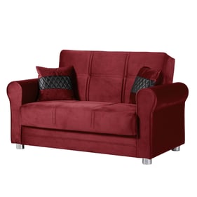 Casamode Ottomanson Sara Burgundy Convertible Loveseat with Storage