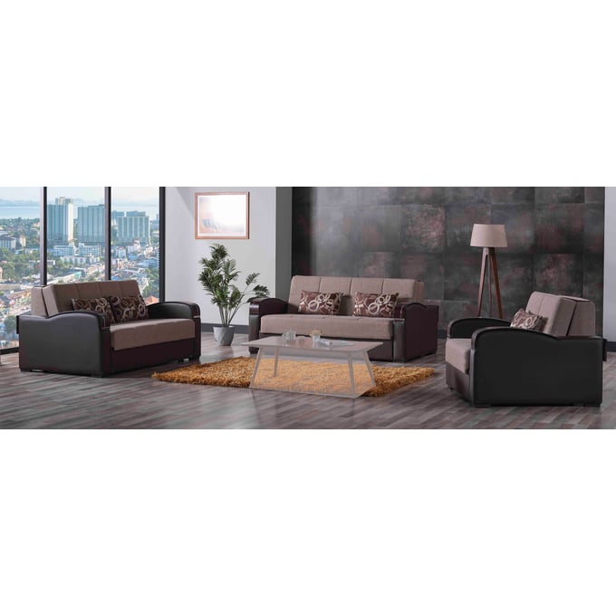 Casamode Ottomanson Sleep Plus Brown 3pc Living Room Set CMD-SLEEP-PLUS-LR-S1